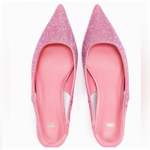 Zara Pink Rhinestone Slingback Heels - Picture 2 of 2